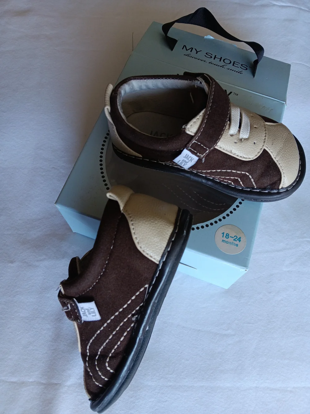 Jack & Lily Brown and Cream Baby Walker Shoes 18-24 Months